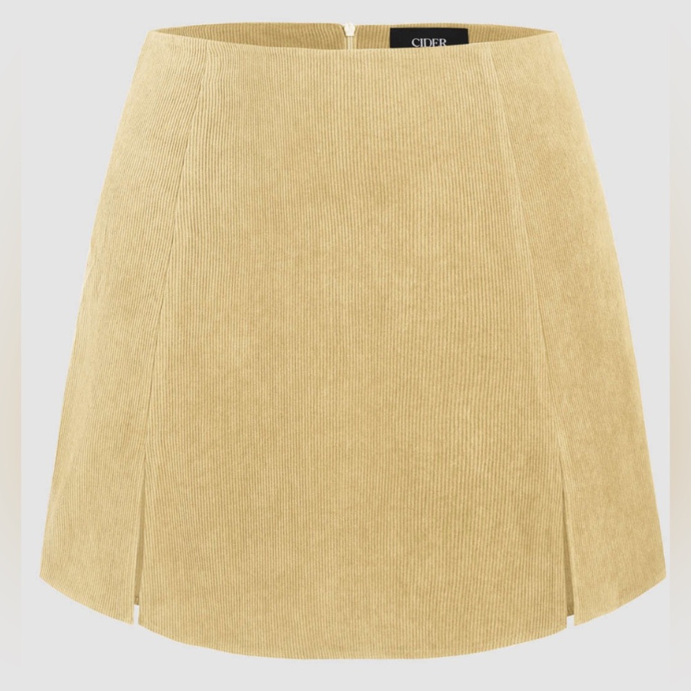 •CIDER•NWT YELLOW HIGH WAISTED SPLIT FRONT CURVY PLUS CORDUROY SKORT SIZE 0XL